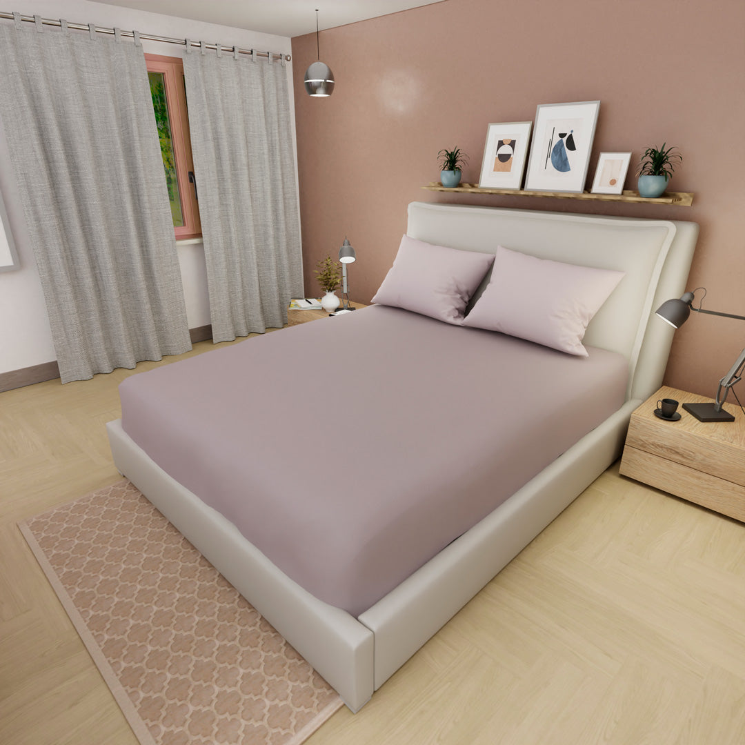 Sábana Ajustable Unicolor Microfibra Suavizada Lila