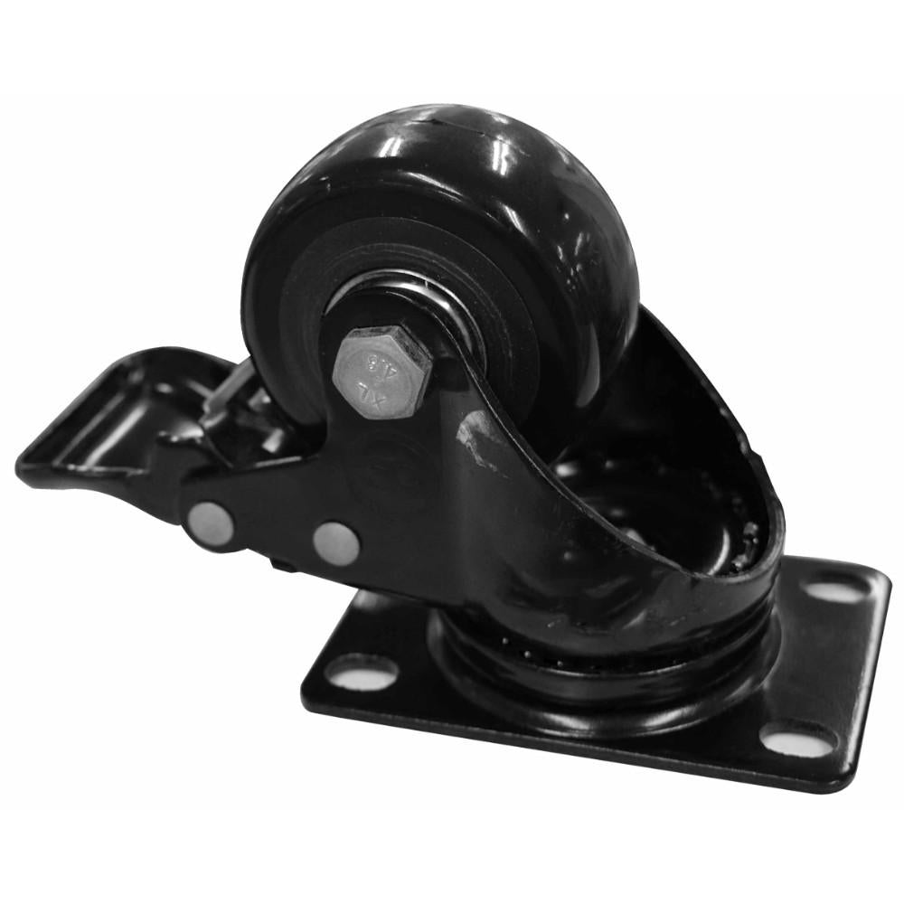 Rodachines 2 12 Plano Negro Con Freno Giratorio 65Mm 90Kg Individual Ht80021