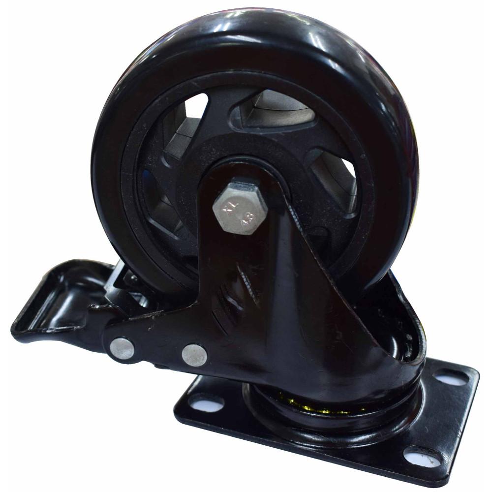 Rodachines 4 Plano Negro Con Freno Giratorio 100Mm 120Kg Individual Ht80023