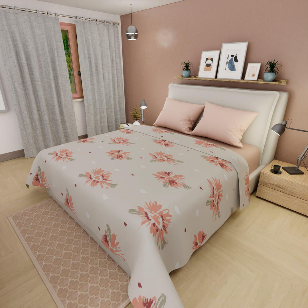 Juegos De Sabanas Tendenza Ajustable Palo De Rosa Sobresabana Beige Flores Confortable