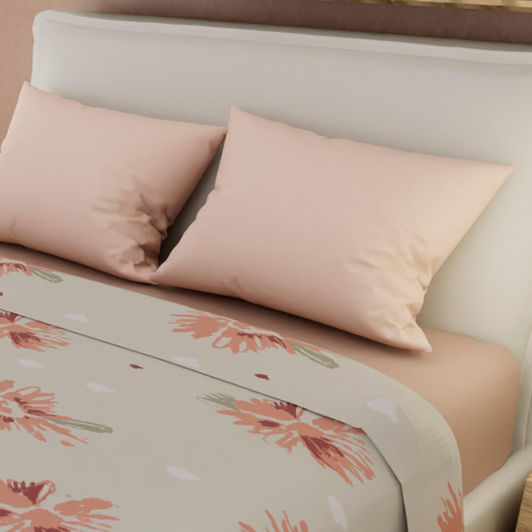 Juegos De Sabanas Tendenza Ajustable Palo De Rosa Sobresabana Beige Flores Confortable