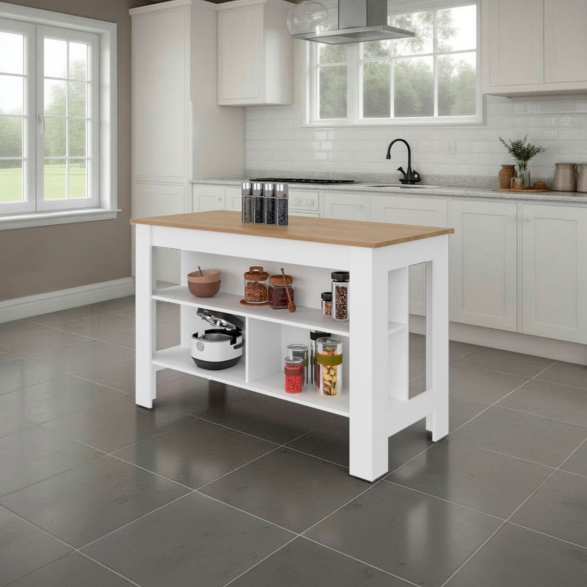 Isla De Cocina Cala 90X138X64 Rta Kronos Blanco Fresno Zf