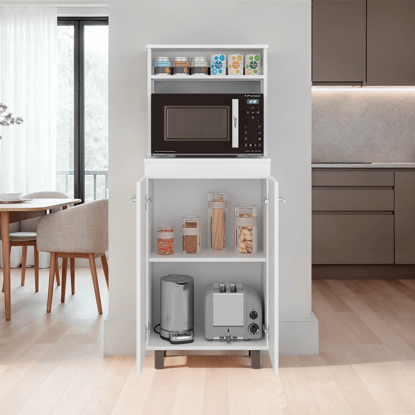Mueble Microondas Alani 140X60X35 Rta Blanco Zf