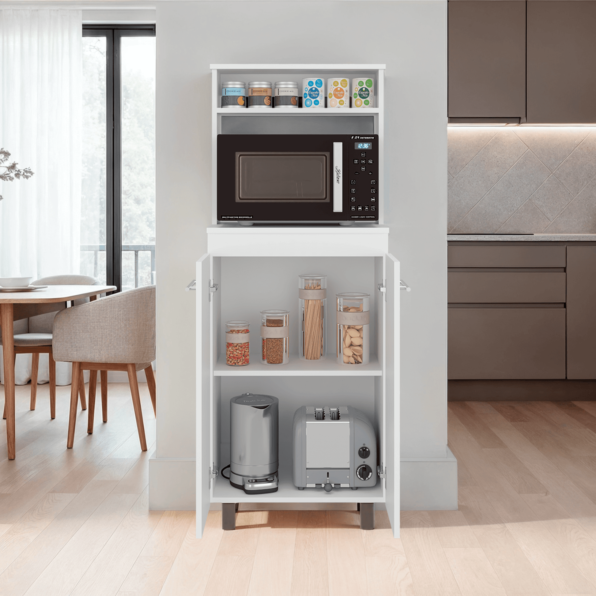 Mueble Microondas Alani 140X60X35 Rta Blanco Zf