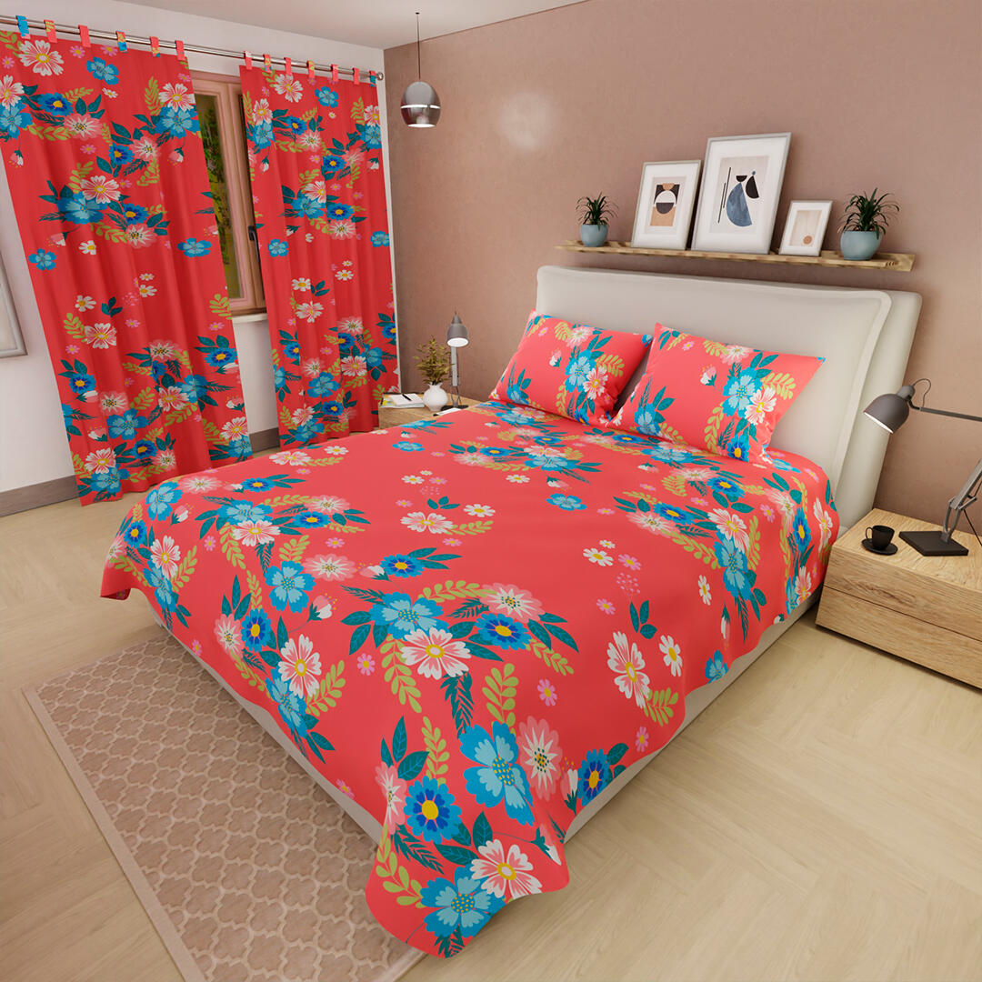 Juego De Sábanas Microfibra Suavizada Salmón Rosas Floral Confortable