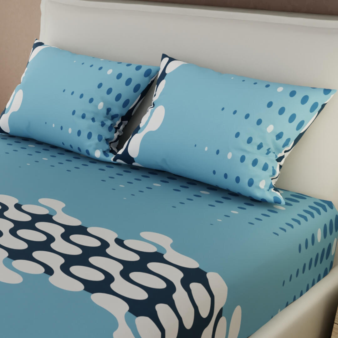 Sabana Ajustable Azul Sereno Con Puntos Delicados Ultra Suave