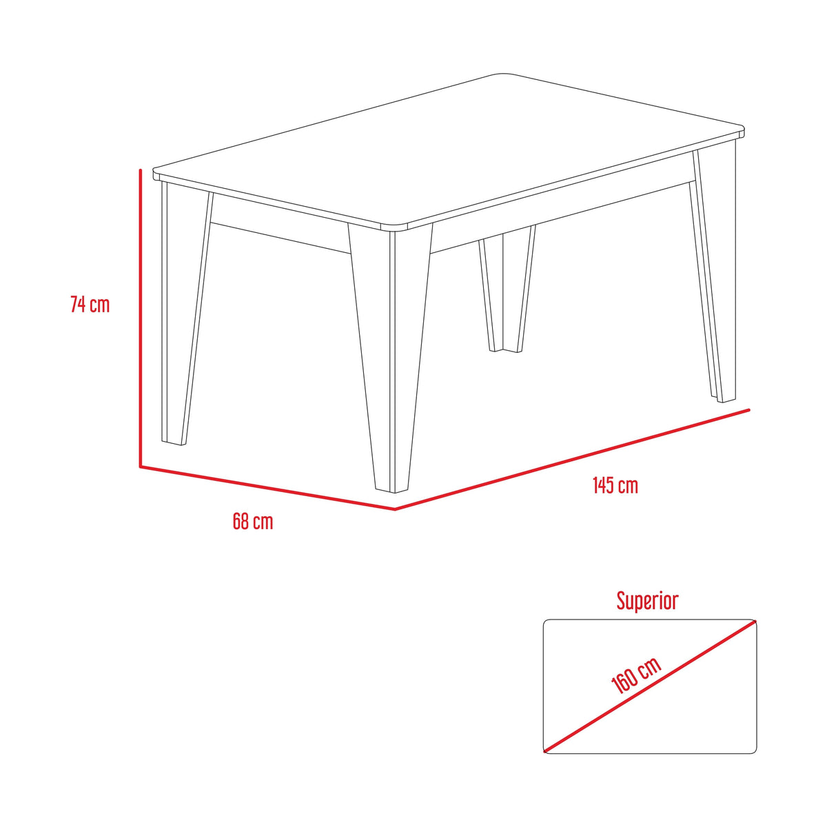 Mesa Comedor Torino 74X145X68 Rta Wengue Zf