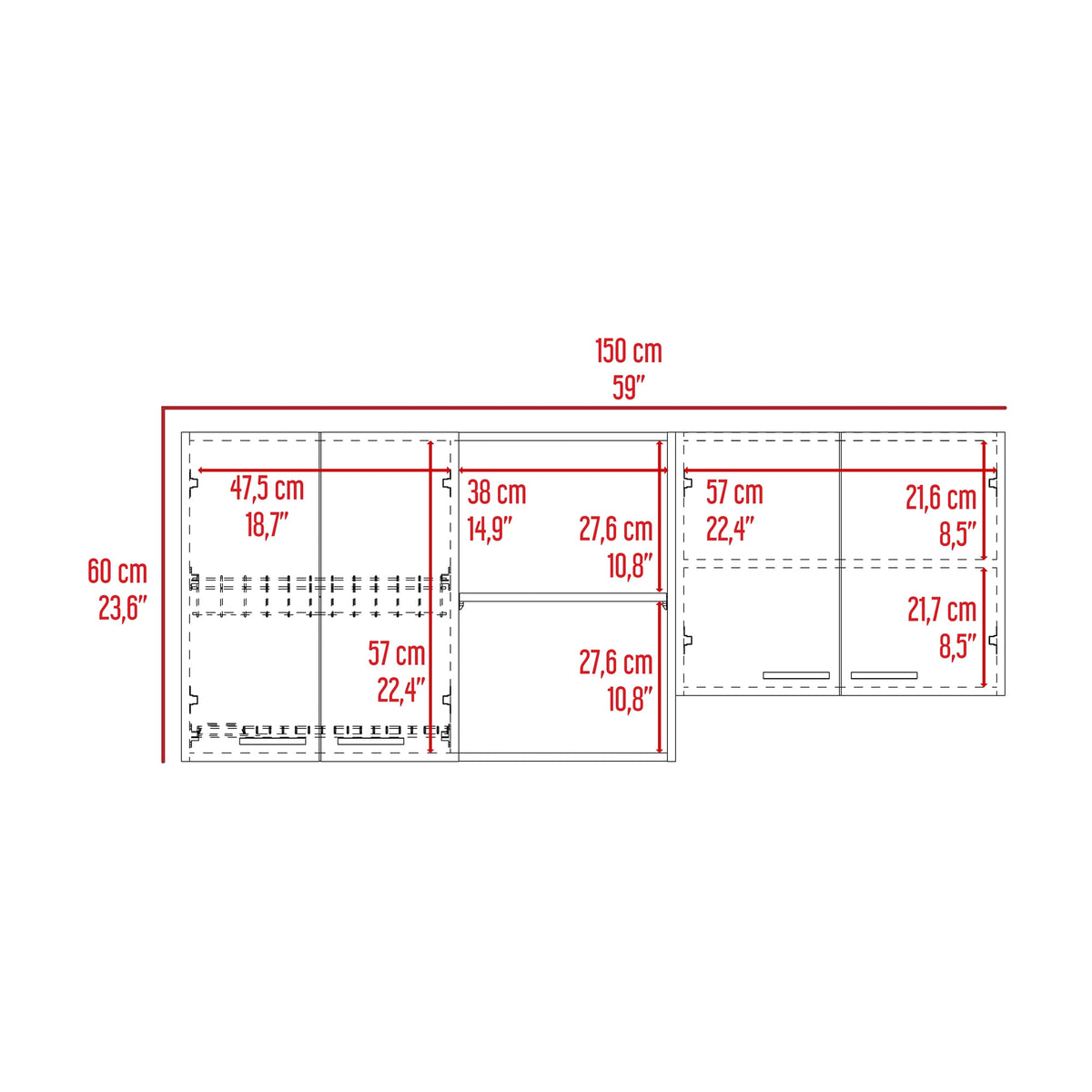Mueble Superior Cocina Rosa 200X200X51 Rta Wengue Positano