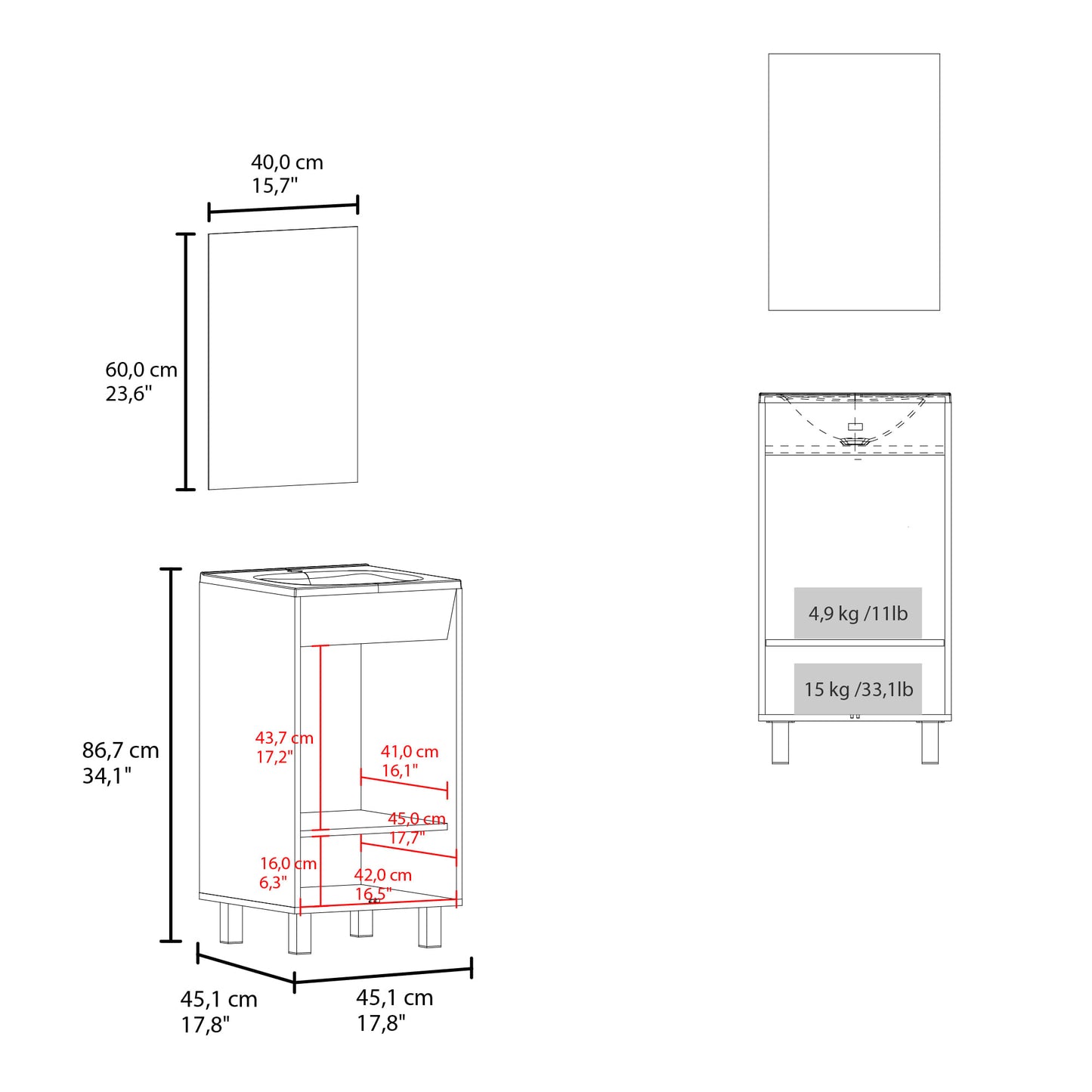 Set Mueble De Baño Brandy + Espejo 84X45X45 Rta Bolonia Blanco Mqz Zf