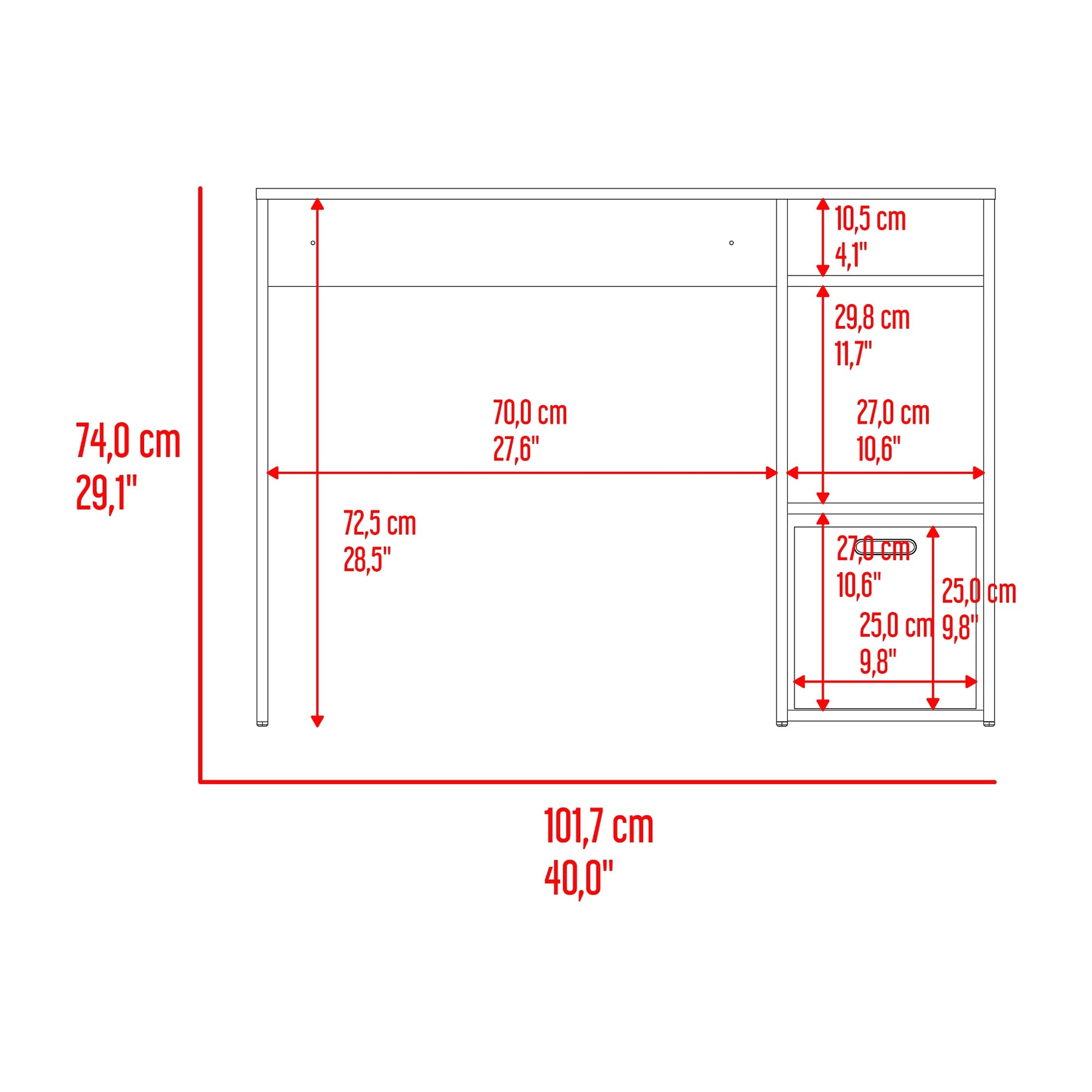 Escritorio Compacto Dalia 74X101X45 Rta Wengue
