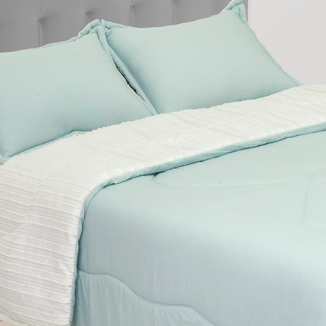 Cubrelecho Acolchado Gales Blanco Con Azul