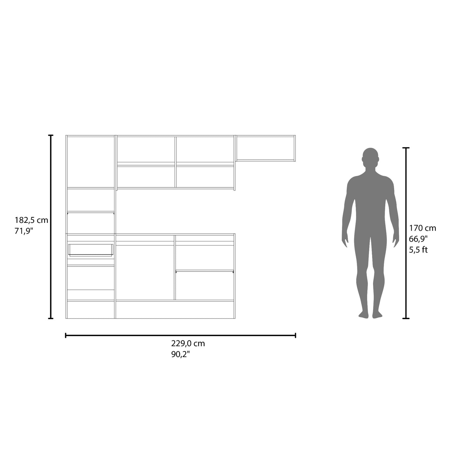 Cocina Dali 179X55X32 Rta Blanco Fresno Eu Zf