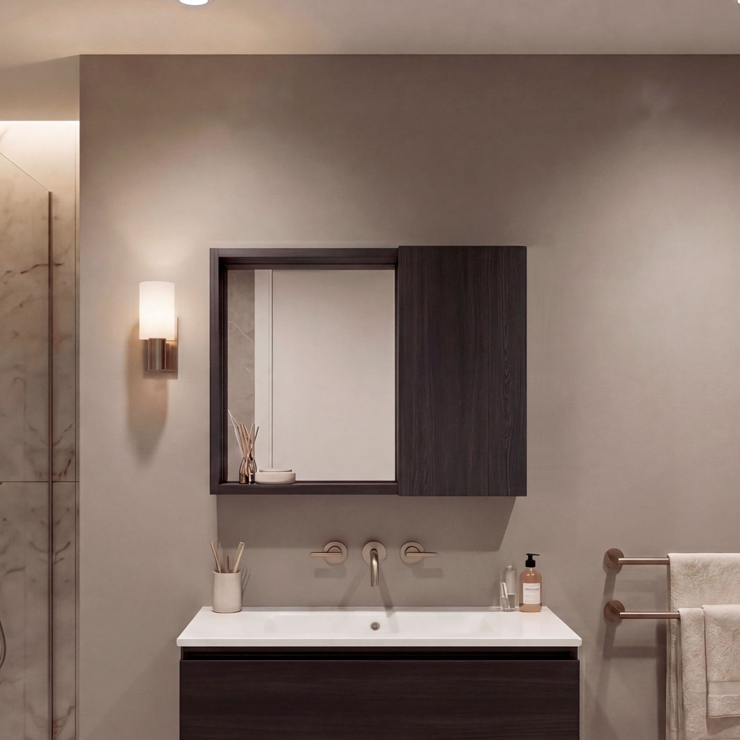 Gabinete De Baño Alessi 40X50X12 Rta Wengue Zf