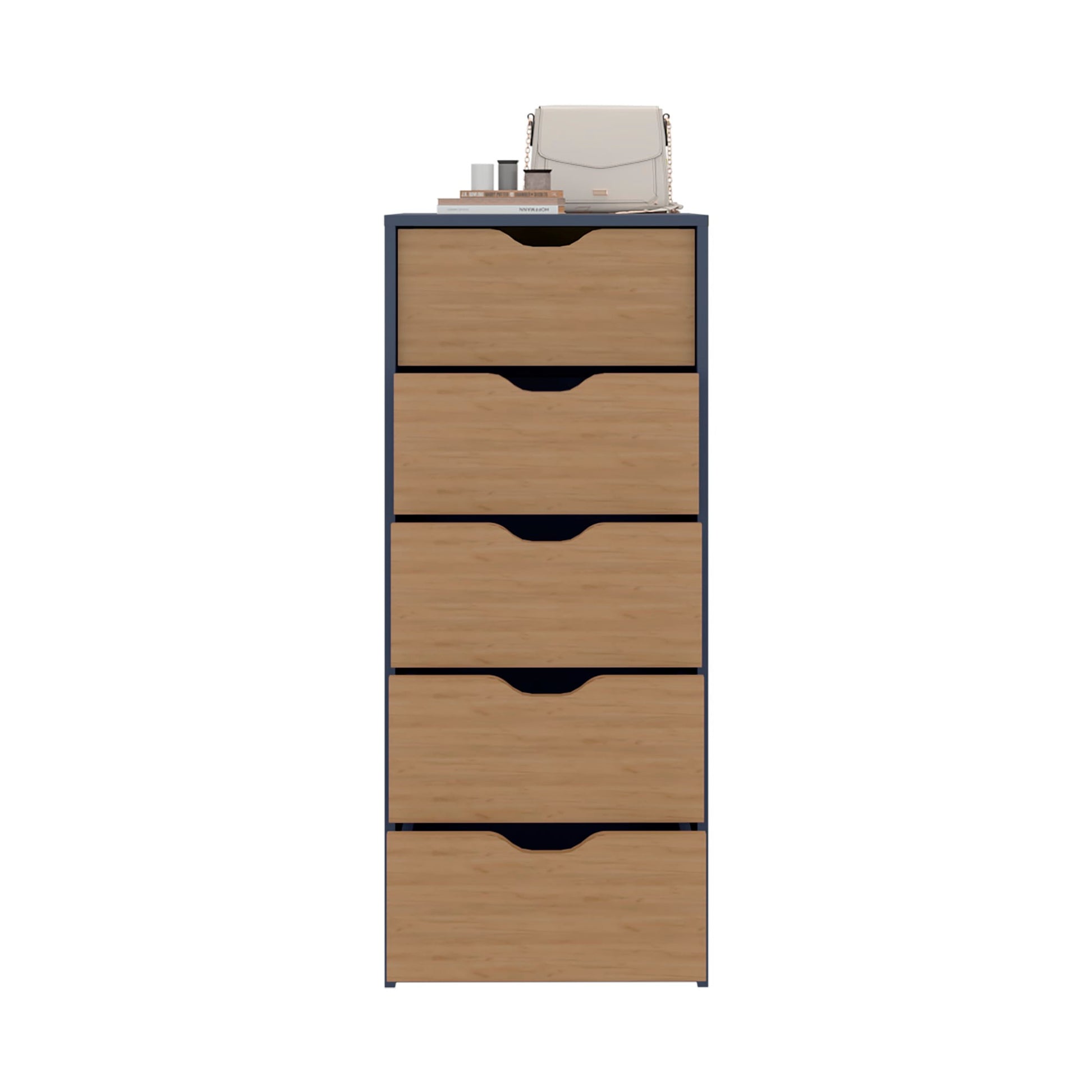 Comoda Estrella Basilea 5 Cajones 107X45X41 Rta Azul Fresno Zf