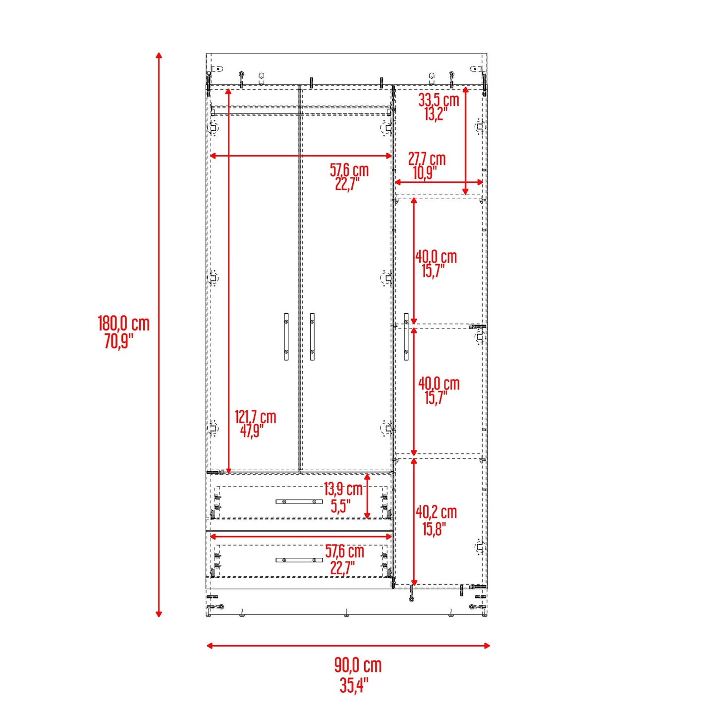 Closet Houston 180X90X46 Rta Blanco Mqz