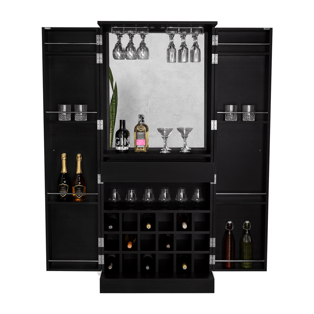 Bar Malbec Con Espejo Alto Rta Wengue N/A