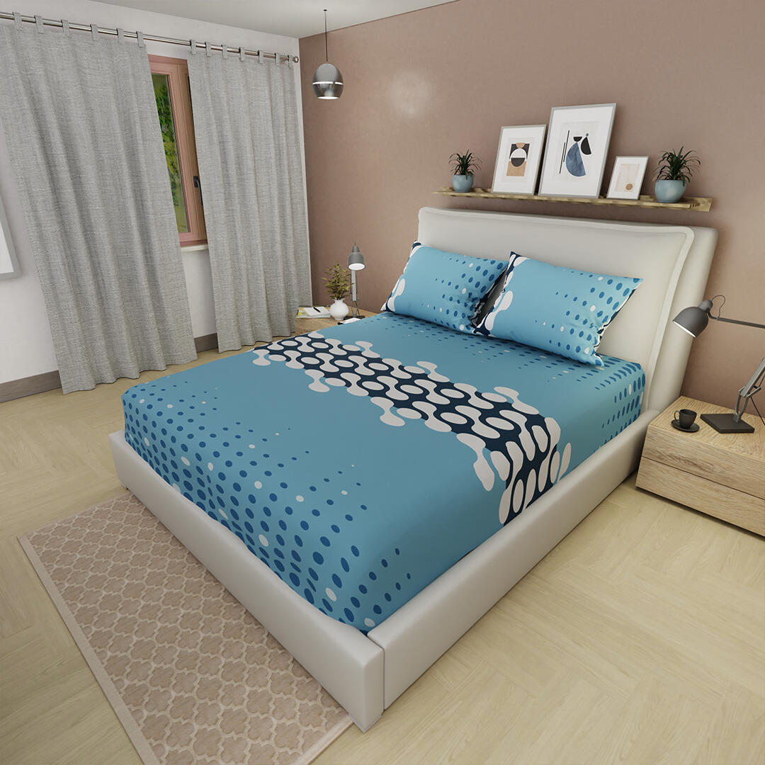 Sabana Ajustable Azul Sereno Con Puntos Delicados Ultra Suave