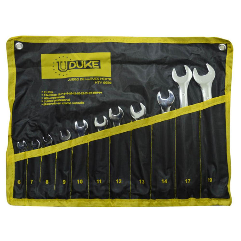 Llave Mixta Juego X 11 Pcs 619 Mm Crv Uduke Hty0030