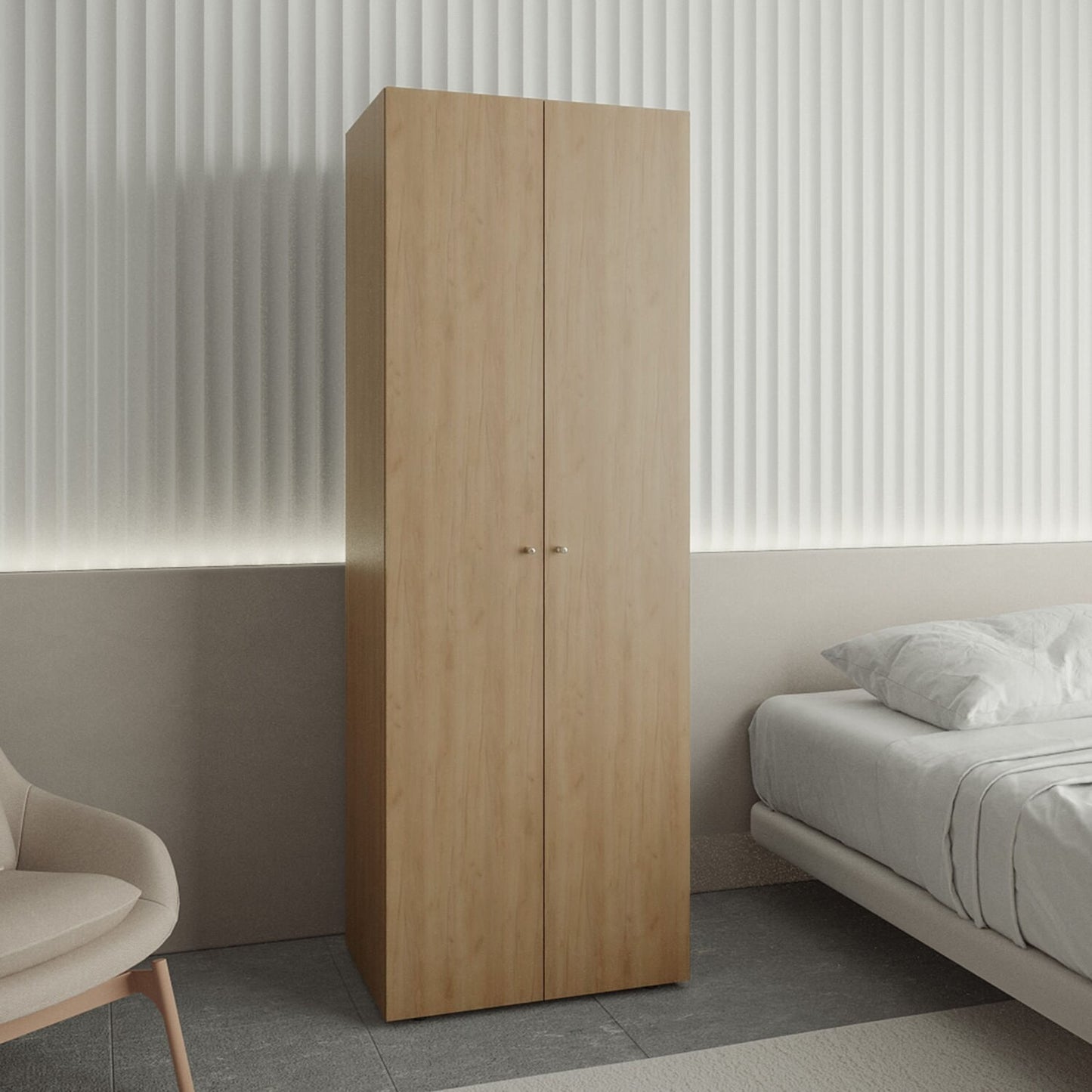 Closet 2 Puertas E1 Tuhogar 170X60X40 Rta Fresno Blanco Zf