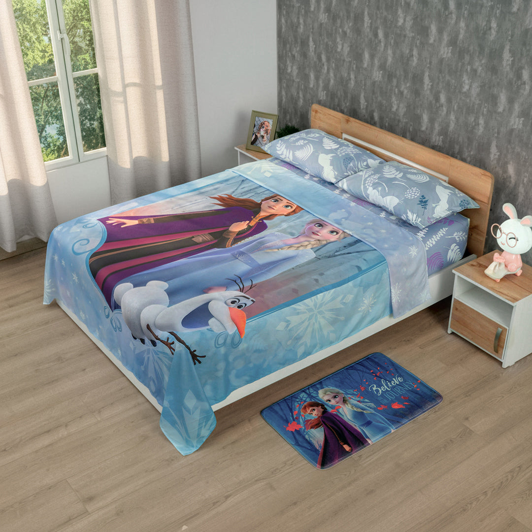 Juego De Sabanas Core Disney Frozen Celeste Estampados Animados