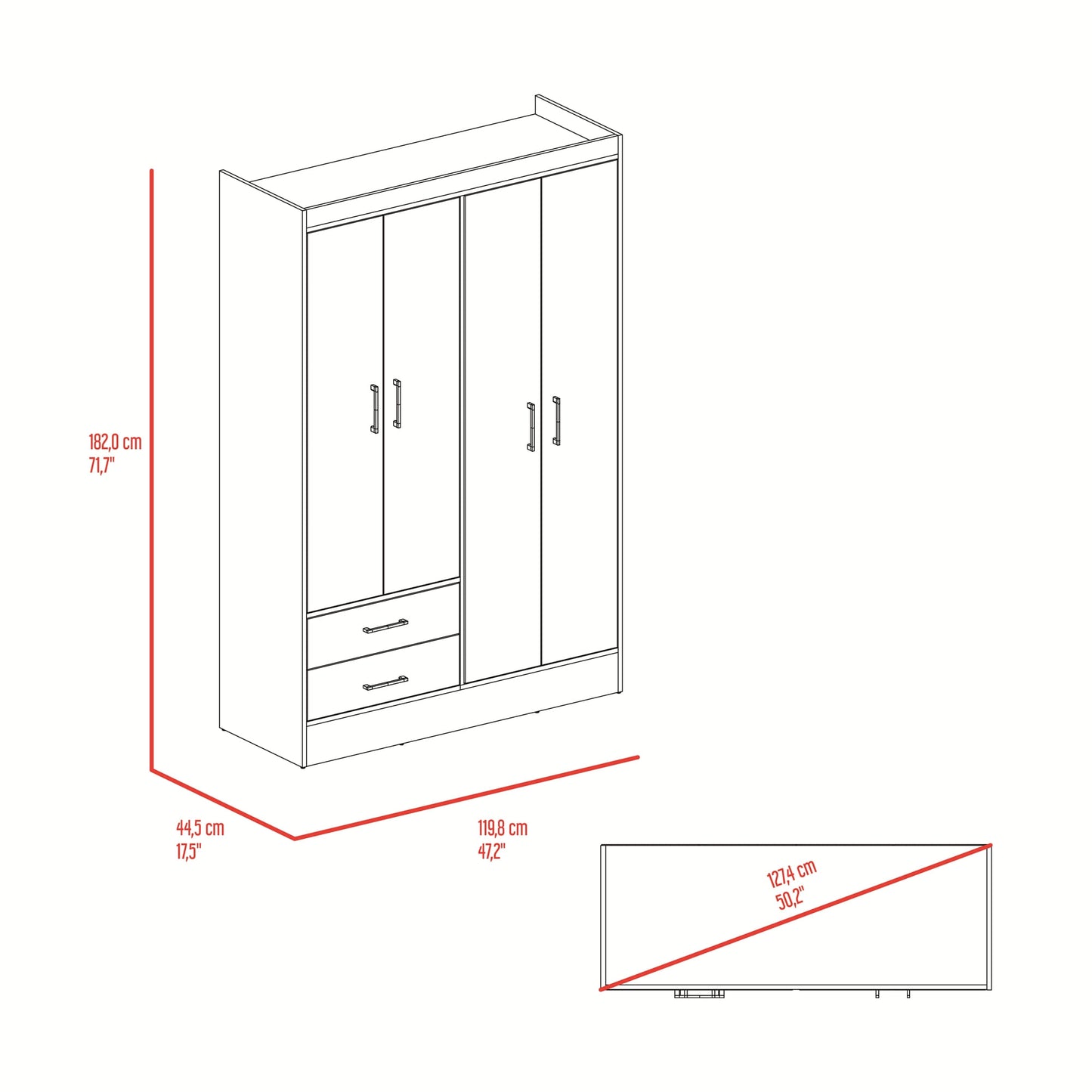 Closet 120 Sarani 182X119X44 Rta Wengue Zf