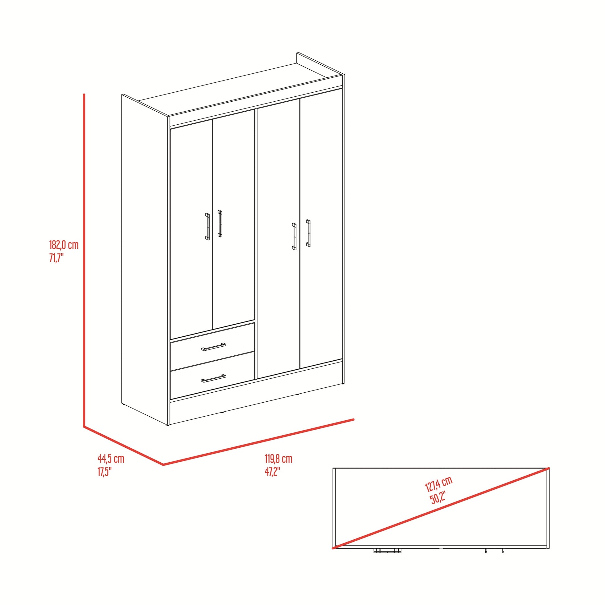 Closet 120 Sarani 182X119X44 Rta Wengue Zf