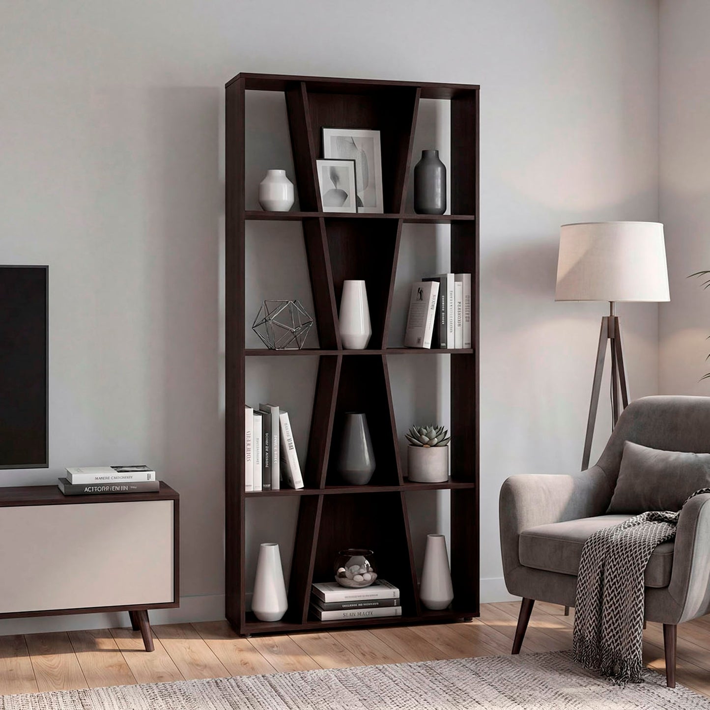 Biblioteca Vaughan 180X80X25 Rta Nogal Zf