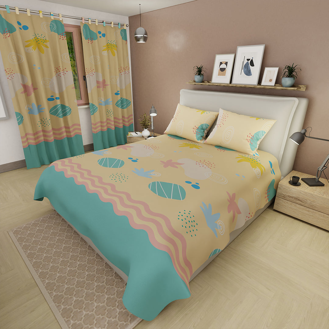 Juego De Sábanas Microfibra Suavizada Paraíso Amarillo Tropical