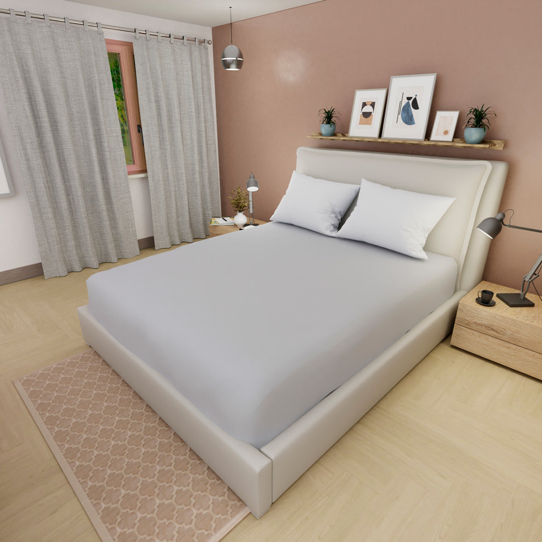 Sábana Ajustable Unicolor Microfibra Suavizada Blanco Tiza Confortable