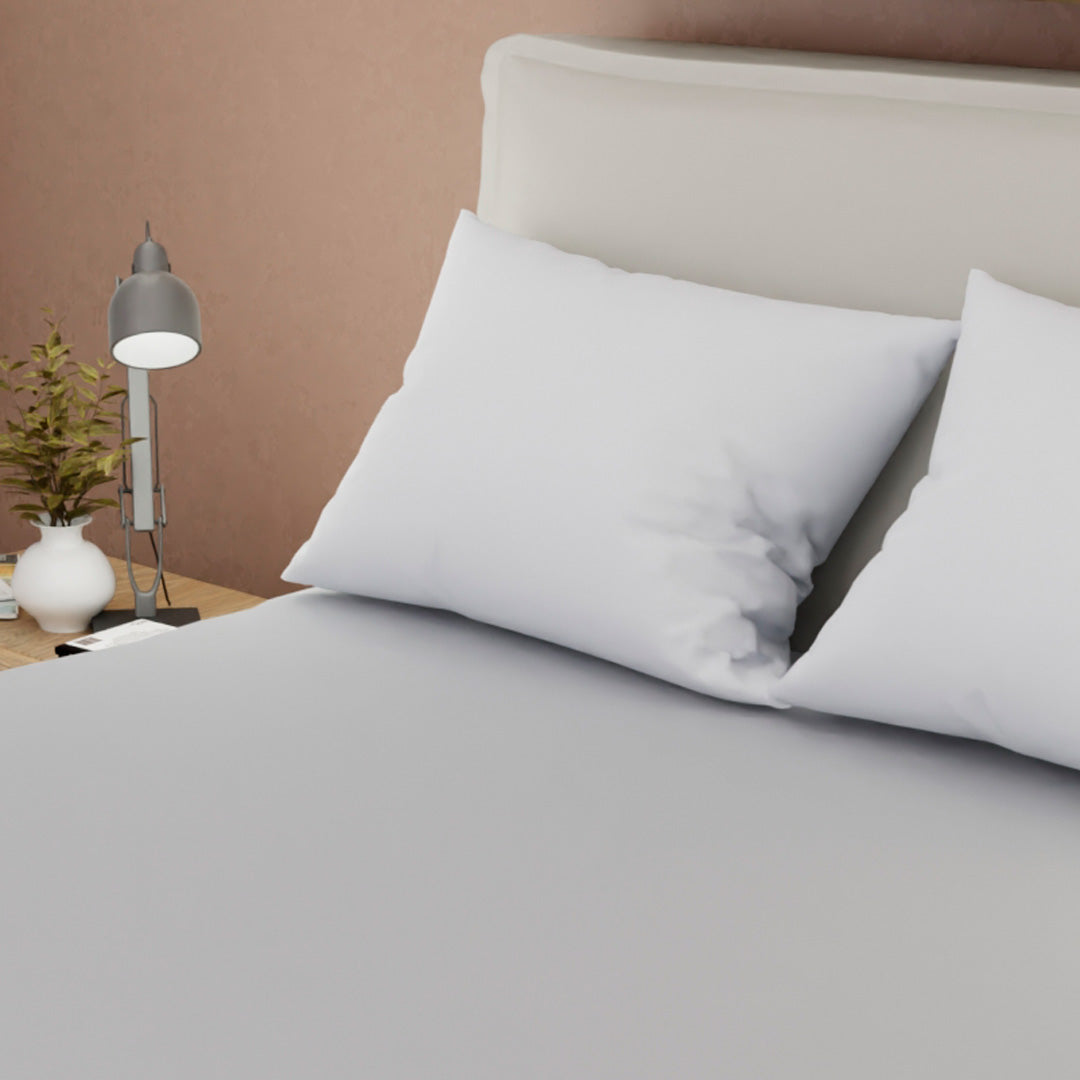 Sábana Ajustable Unicolor Microfibra Suavizada Blanco Tiza Confortable