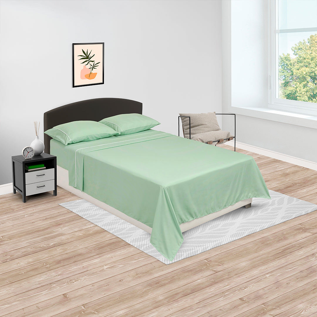 Juego De Sábanas Linea Básicos Verde Pistacho Suavizada