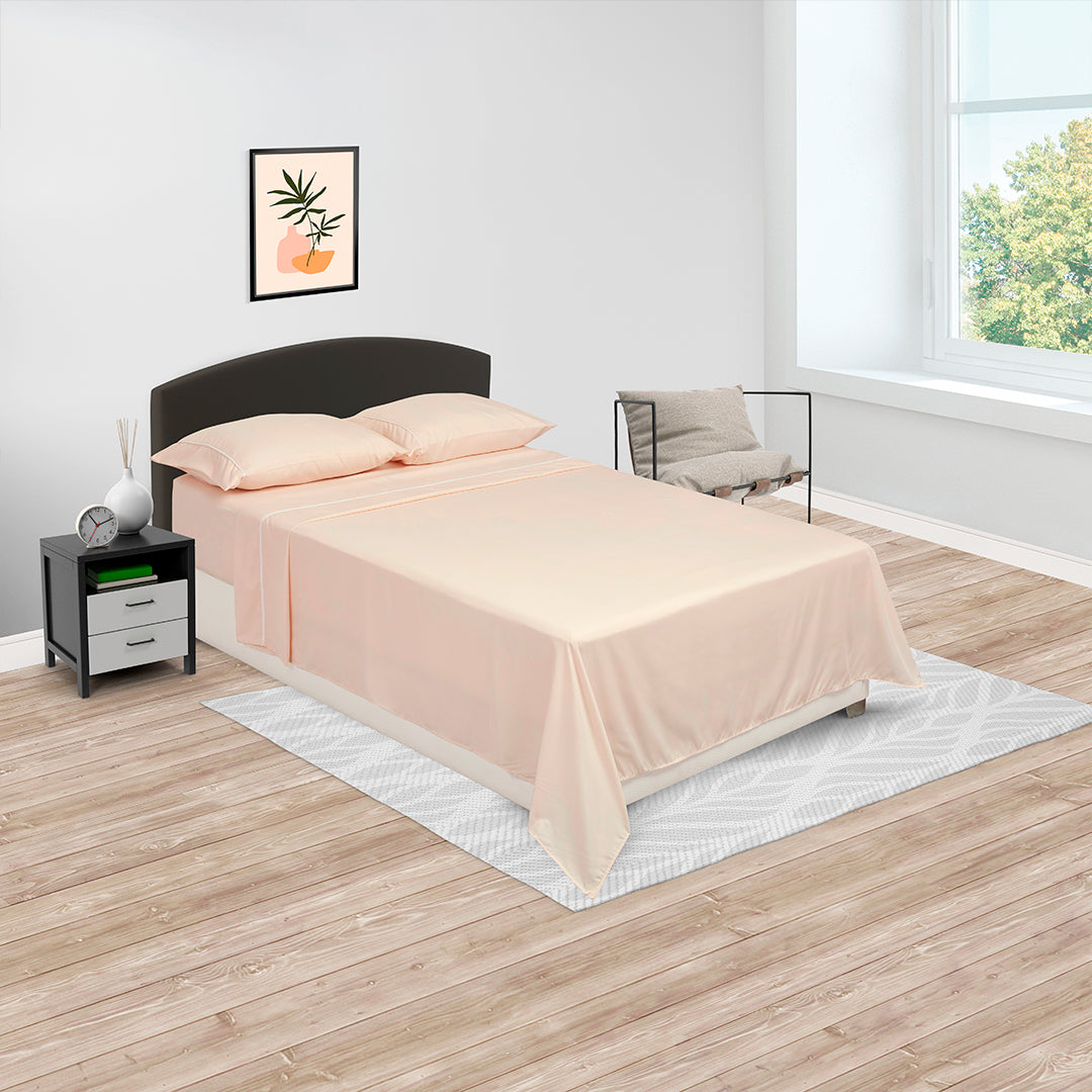 Juego De Sábanas Linea Básicos Beige Suavizada