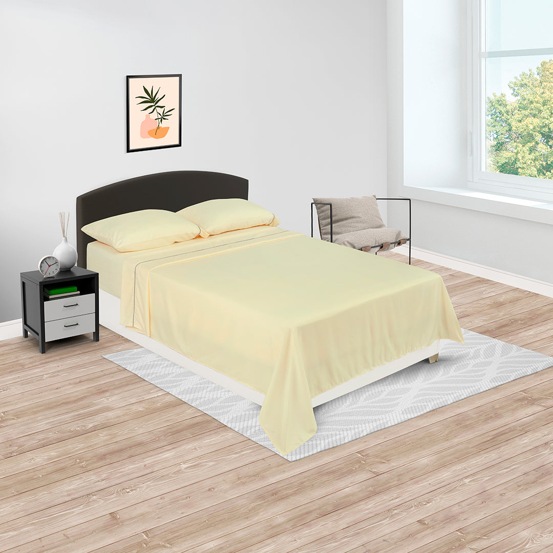 Juego De Sábanas Linea Básicos Amarillo Suavizada