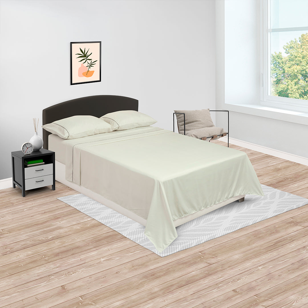 Juego De Sábanas Linea Básicos Verde Grisáceo Suavizada