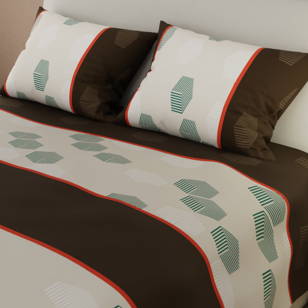 Juego De Sábanas Con Cortinas Geocomfort Amarillo Y Café