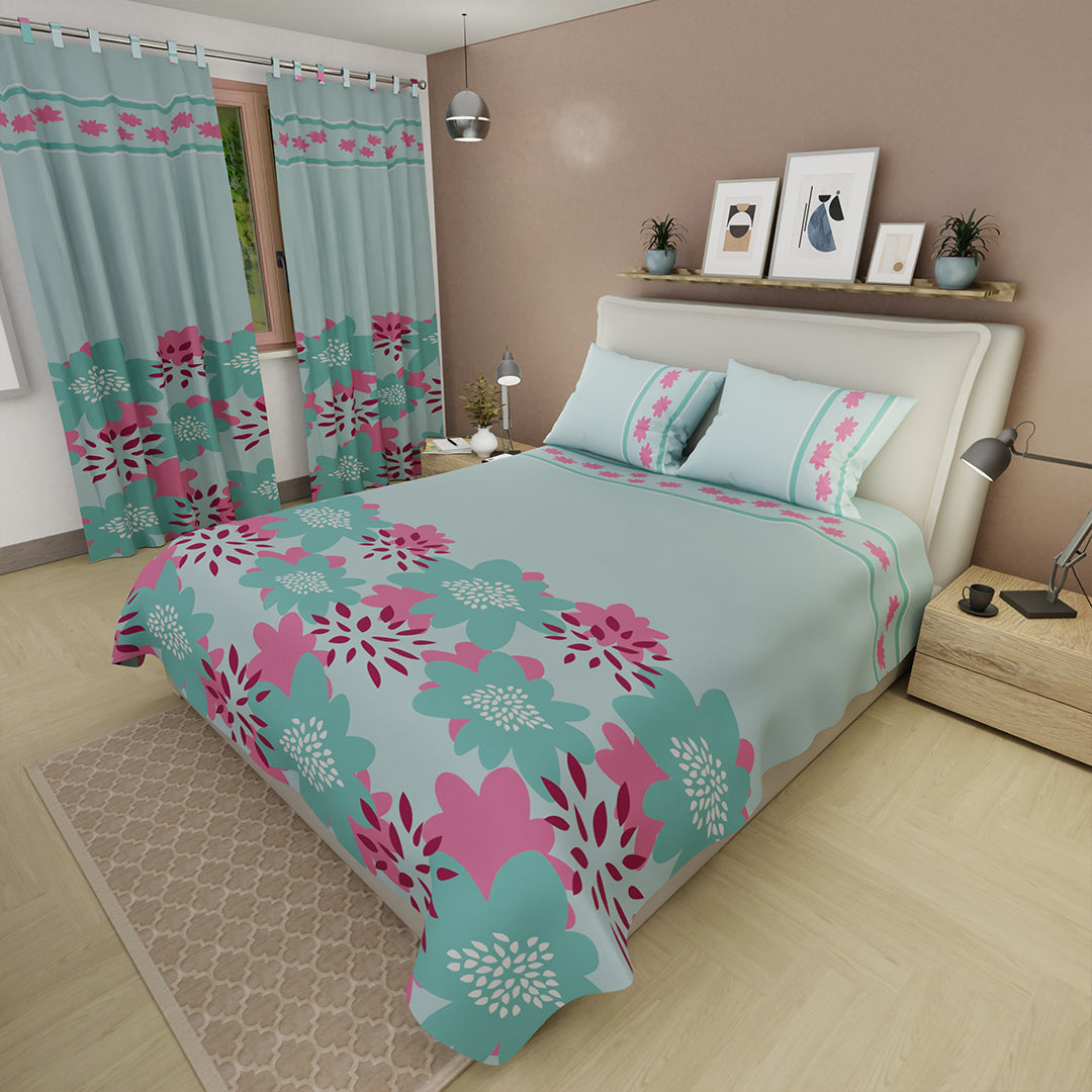 Juego De Sábanas Con Cortinas Brisa Floral
