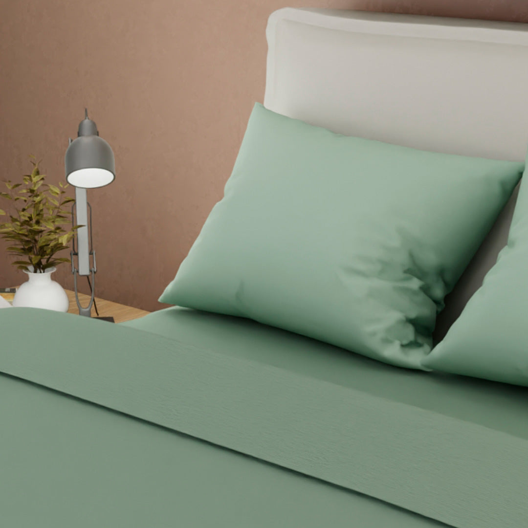 Juego De Sabanas Con Cortina Verde Pistacho Confortable