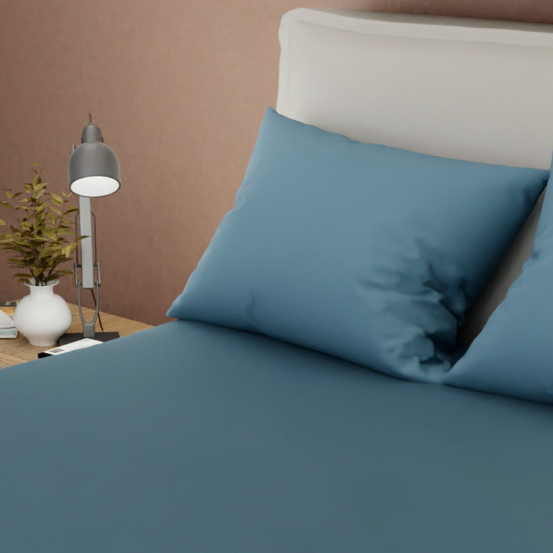 Juego De Sabanas Con Cortina Azul Denin Confortable