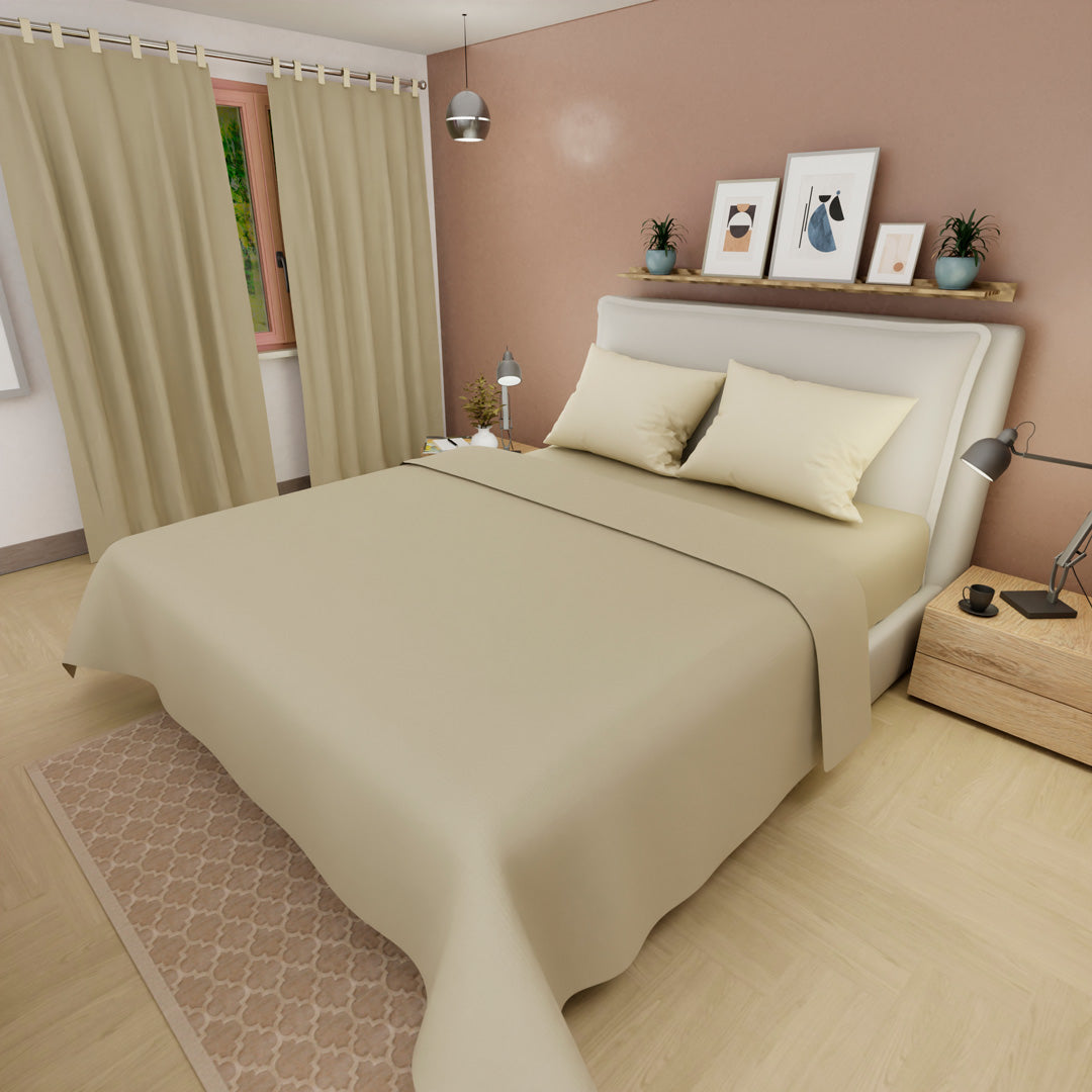 Juego De Sabanas Con Cortina Amarillo Confortable