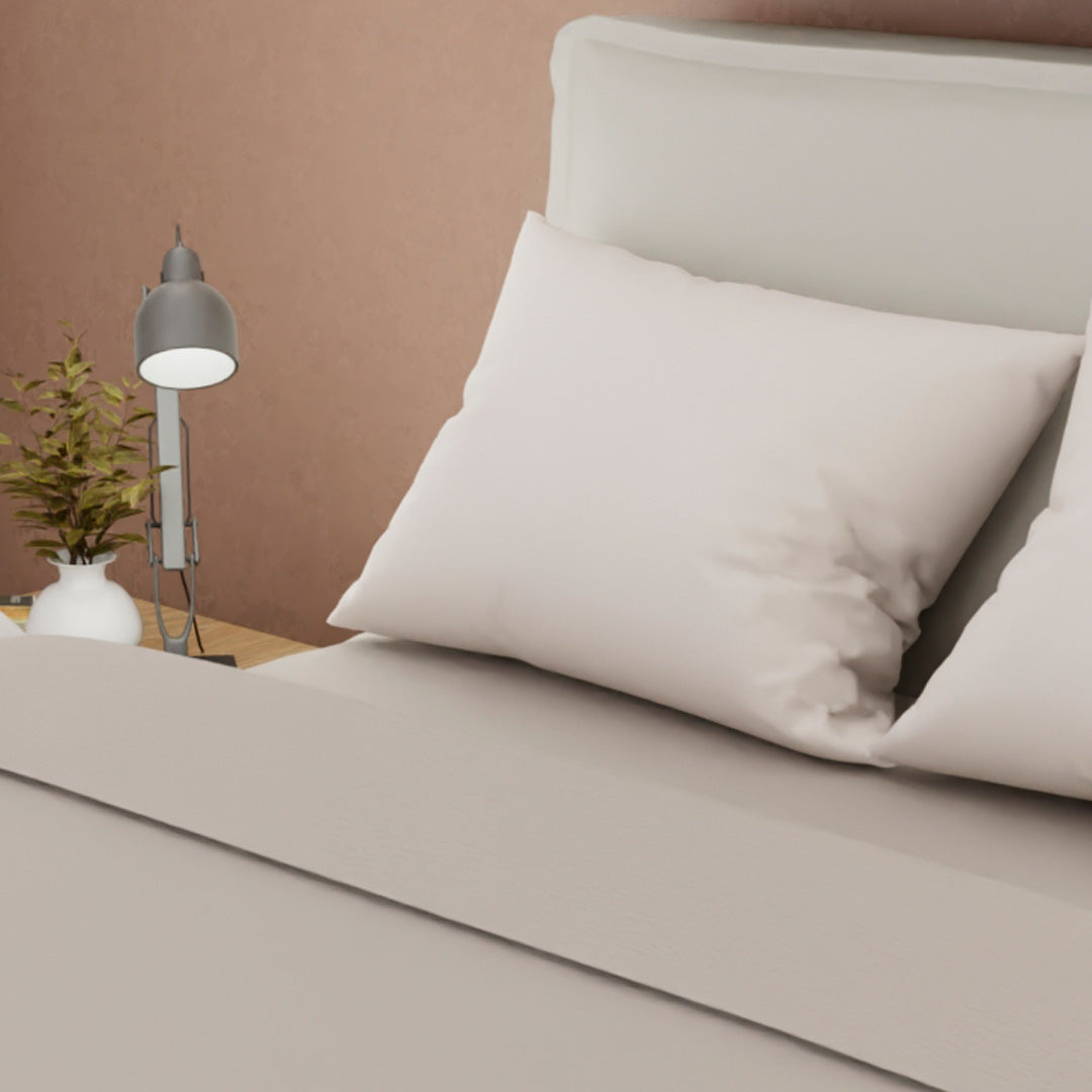 Juego De Sabanas Con Cortina Crema Confortable