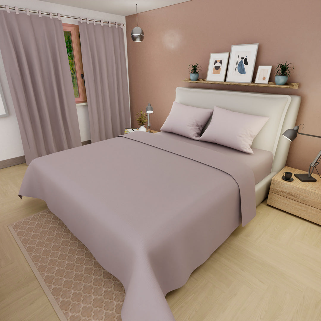 Juego De Sabanas Con Cortina Lila Confortable