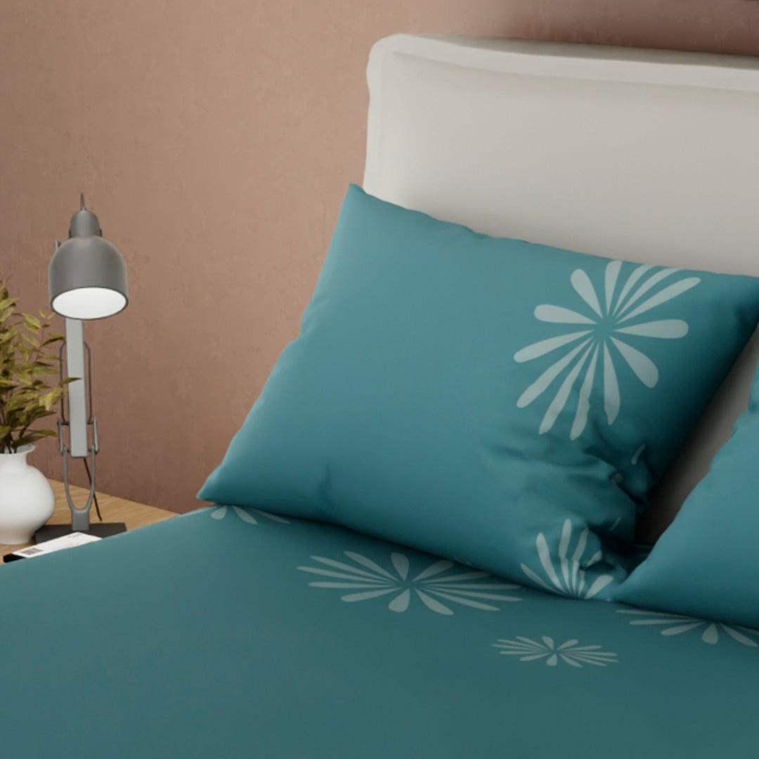 Juego De Sábanas 180 Hilos Dulce Bouquet Azul
