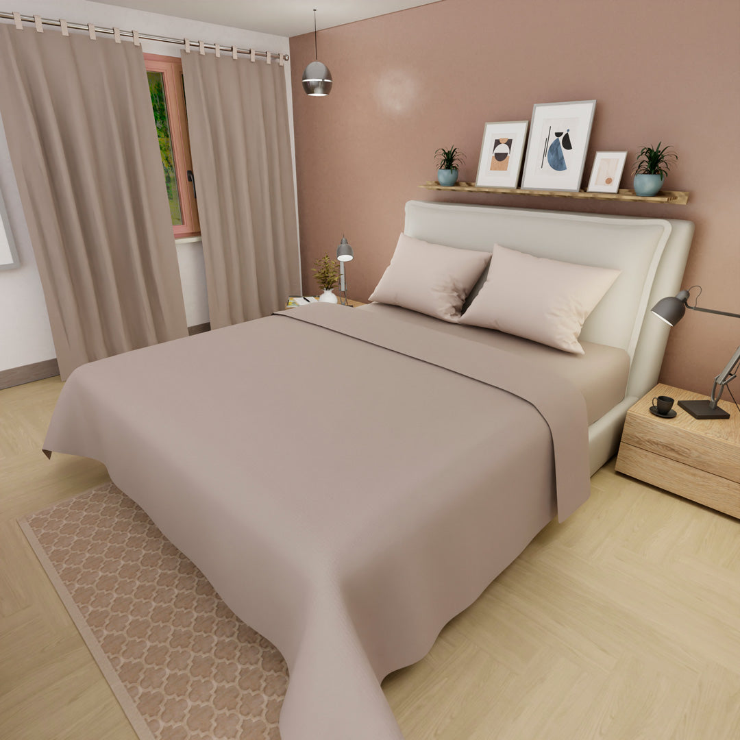 Juegos De Sabanas Unicolor My House Beige Confortable