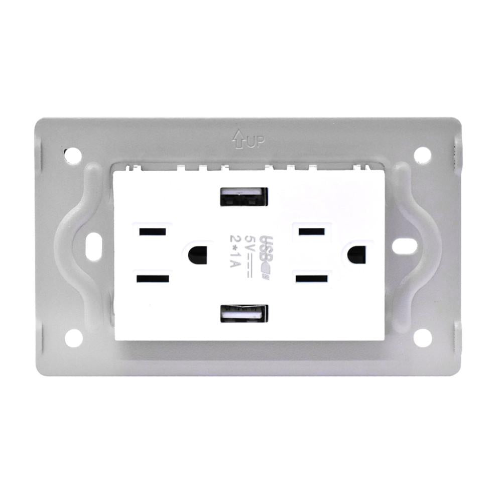 Toma Doble  2 Usb Luxor Blanca Intercambiable Sin Tapa Duke Energy V9032