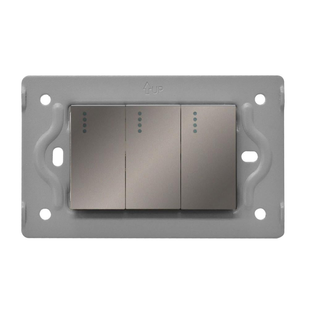 Swiche Triple Luxor Gris Intercambiable Sin Tapa Duke Energy V3009