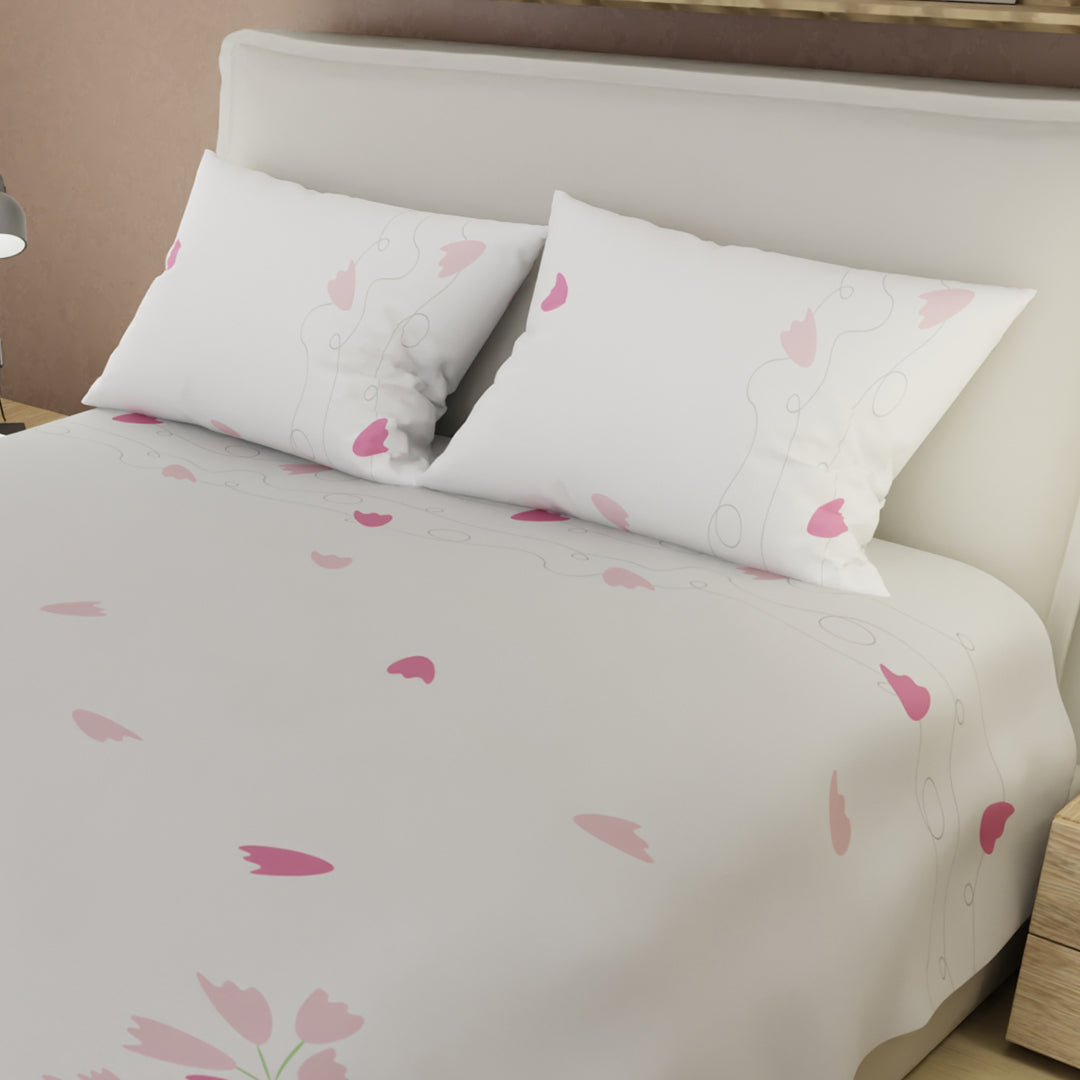 Juego De Sábanas 180 Hilos Frescura Con Encanto Rosa