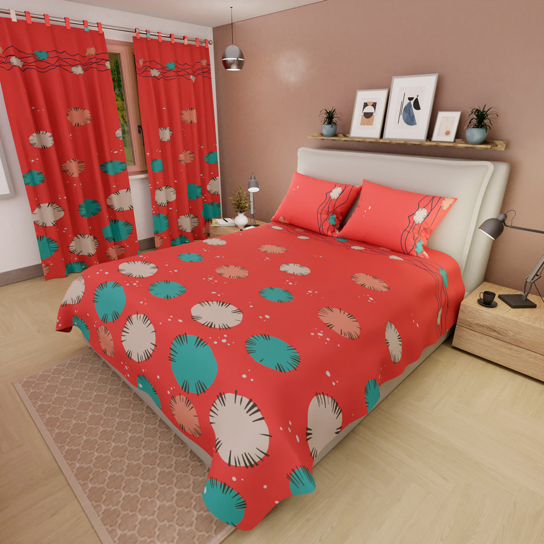 Juego De Sábanas Microfibra Suavizada Destellos De Vida Salmon