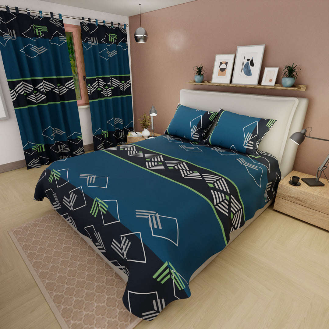 Juego De Sábanas Microfibra Suavizada Arquitectura De Lujo En Azul