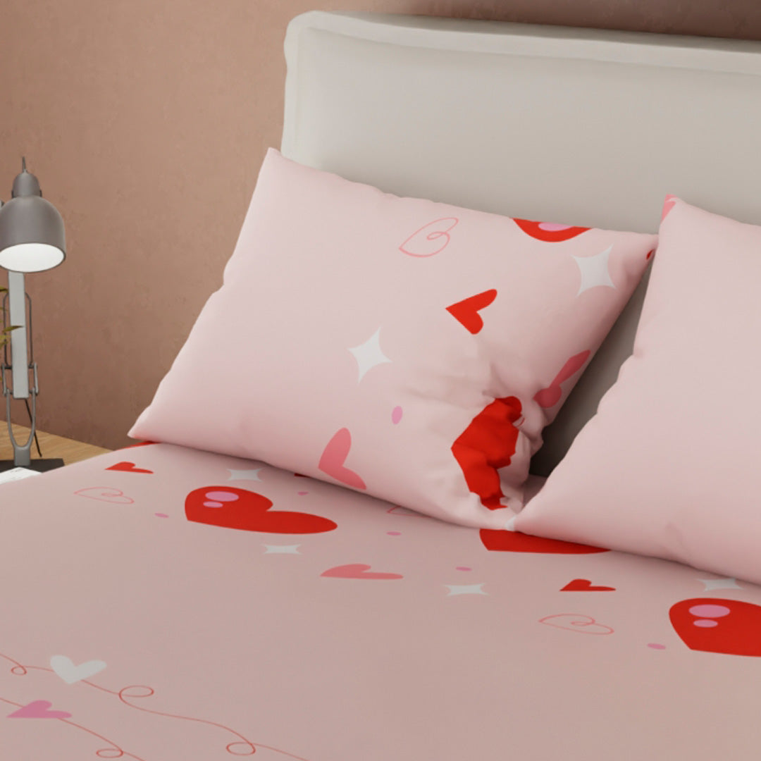 Juego De Sábanas Con Cortinas  Amor En El Aire Rojo
