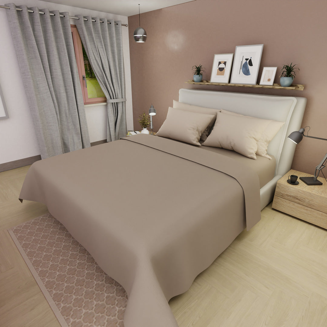 Juego De Sabanas 4 Fundas Linea My House Crema Suavizada